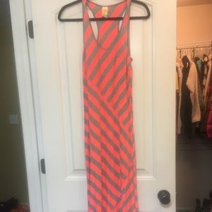 Orange and gray maxi dress